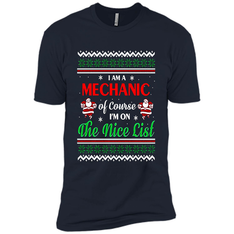 Funny Ugly Christmas T-Shirt Gift for Mechanic - Premium Short Sleeve T-Shirt