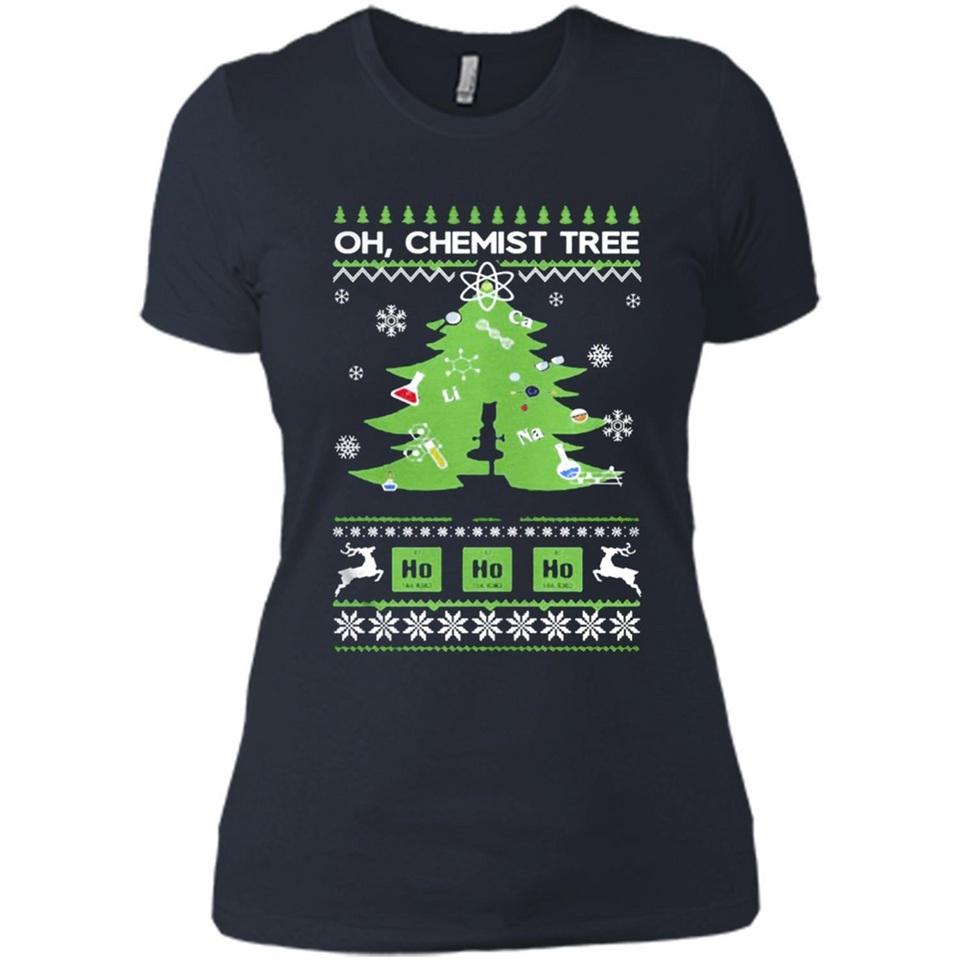 Oh Chemist Tree Ugly Christmas Sweater - Ladies' Boyfriend T-Shirt
