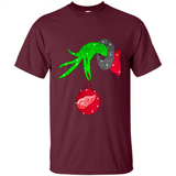 GRINCH HAND HOLDING DETROIT RED WINGS GLITTER CHRISTMAS PINGPONG
