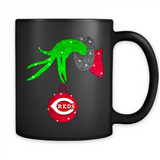 GRINCH HAND HOLDING CINCINNATI REDS GLITTER CHRISTMAS PINGPONG