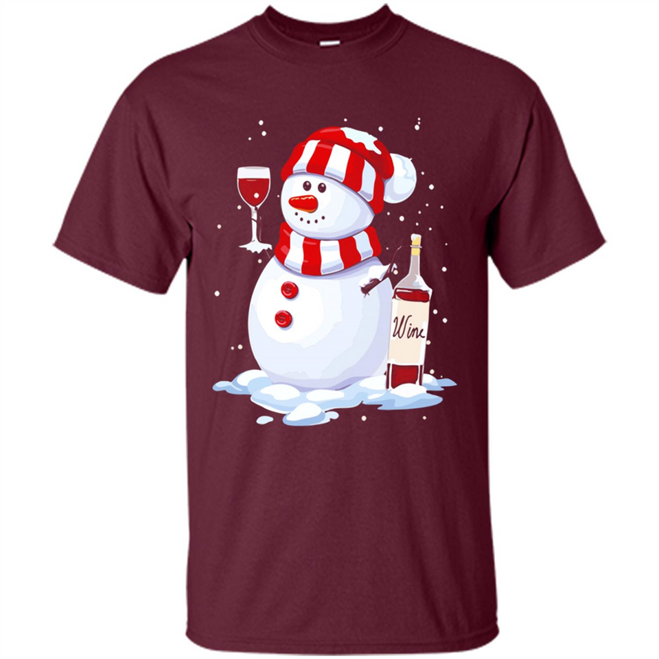 Cute Snowman drink Red Wine Christmas - Shirt