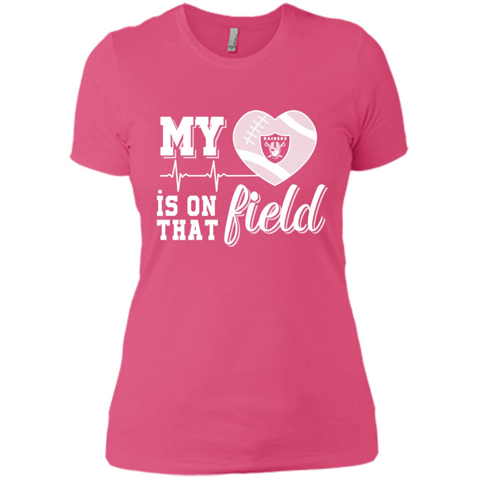 Oakland Raiders Football My Heart is on that Field - Ladies' Boyfriend T-Shirt