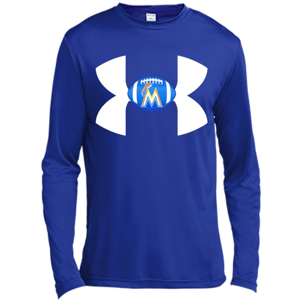 Miami Marlins Under Armour Logo - Canvas Long Sleeve T-Shirt