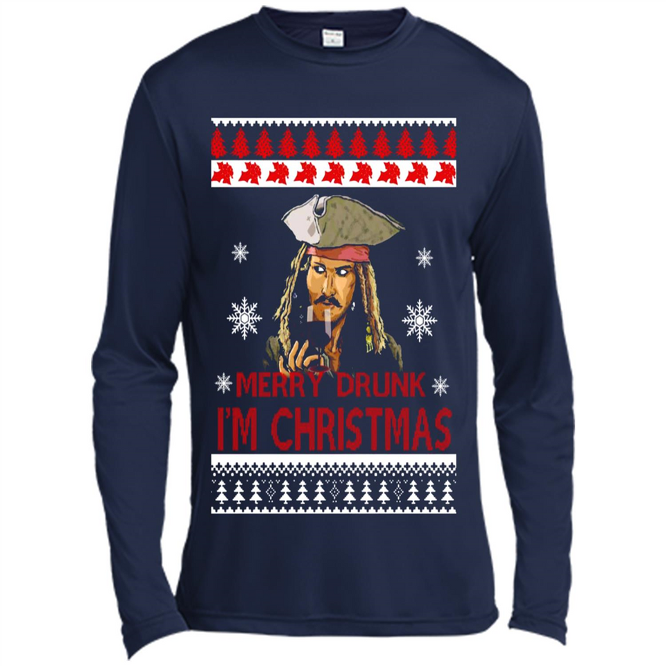 Jack sparrow Merry Drunk I'm Christmas - Canvas Long Sleeve T-Shirt