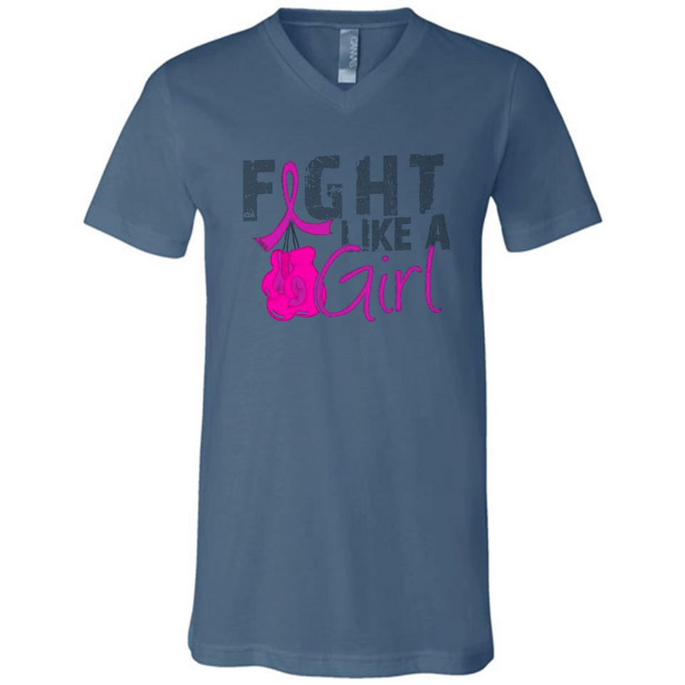 Fight Like A Girl Breast Cancer Awareness - Canvas Unisex V-Neck