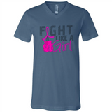 Fight Like A Girl Breast Cancer Awareness - Canvas Unisex V-Neck