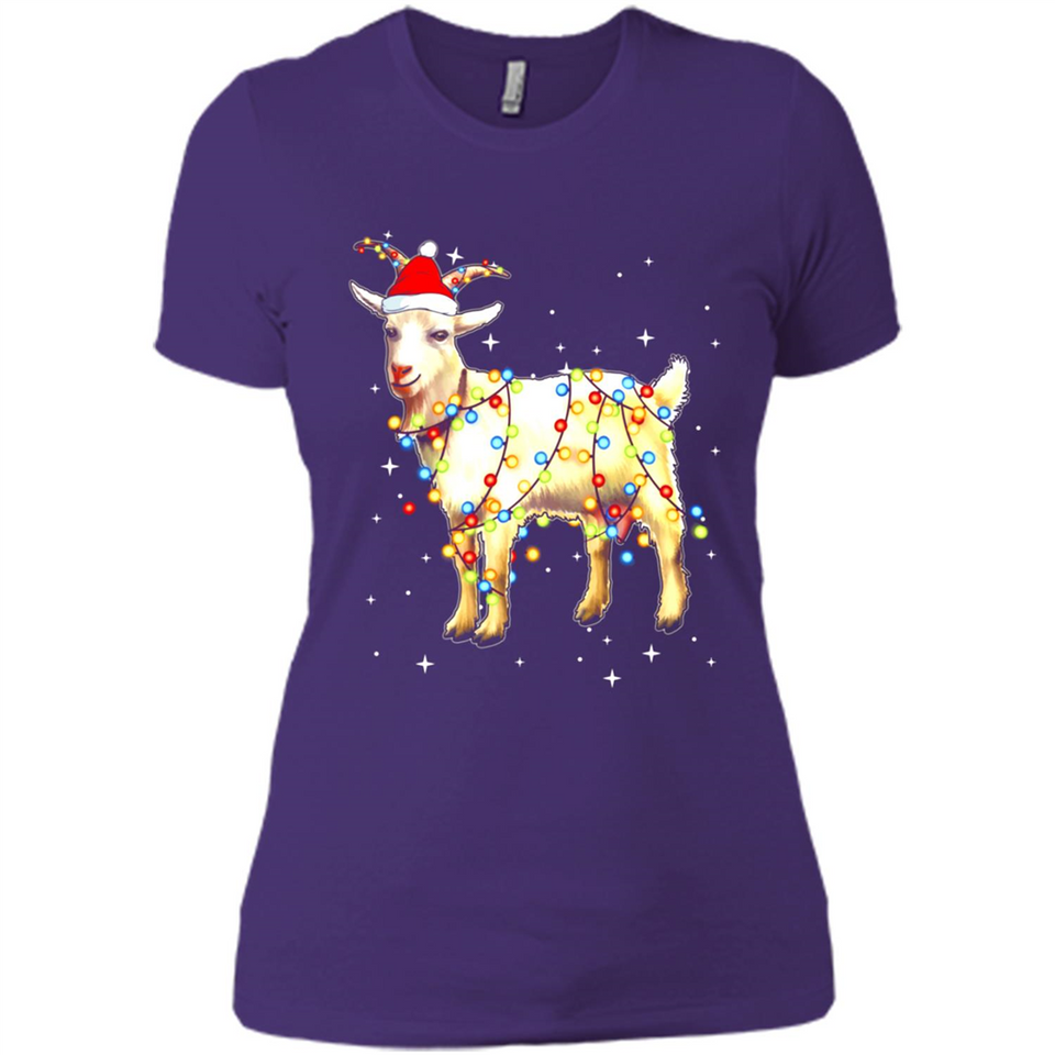 Christmas Lights Goat Wearing Santa Hat Funny Xmas - Ladies' Boyfriend T-Shirt