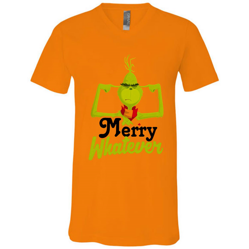 Grinch Merry Whatever Funny Christmas Sporty - Canvas Unisex V-Neck