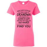 Don't Mess With Me My Grandma Is Crazy And She Will Slap You - Ladies Short-Sleeve