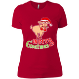 Christmas Merry Goatmas Goat Shirt Santa Hat - Ladies' Boyfriend T-Shirt