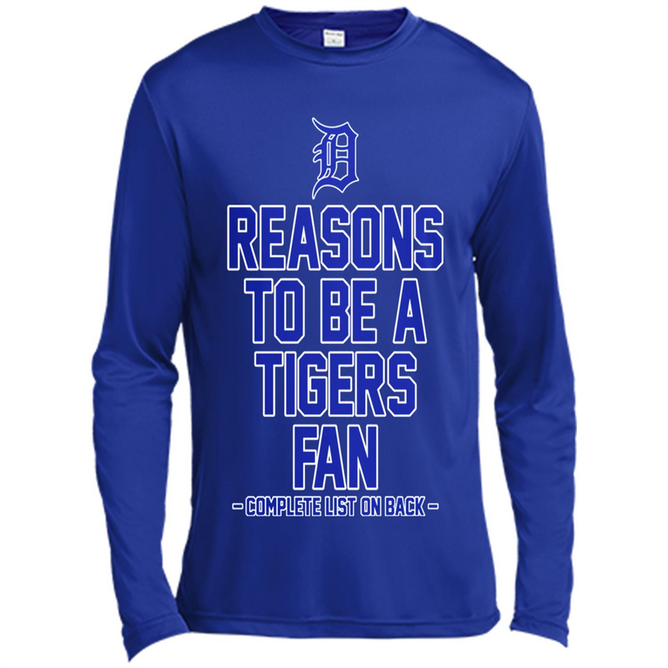 Reasons to be a Detroit Tigers Fan Complete List on Back - Canvas Long Sleeve T-Shirt