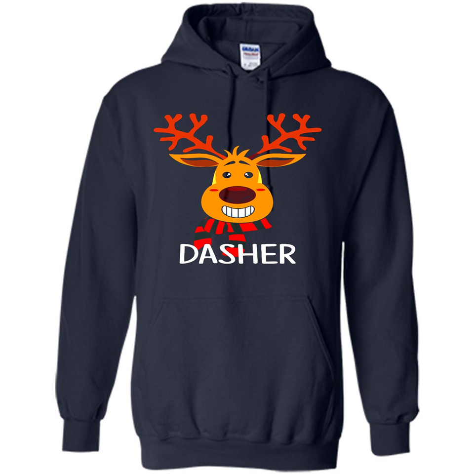 Dasher Reindeer Santa Claus Funny Xmas Holiday T-Shirt - Hoodie