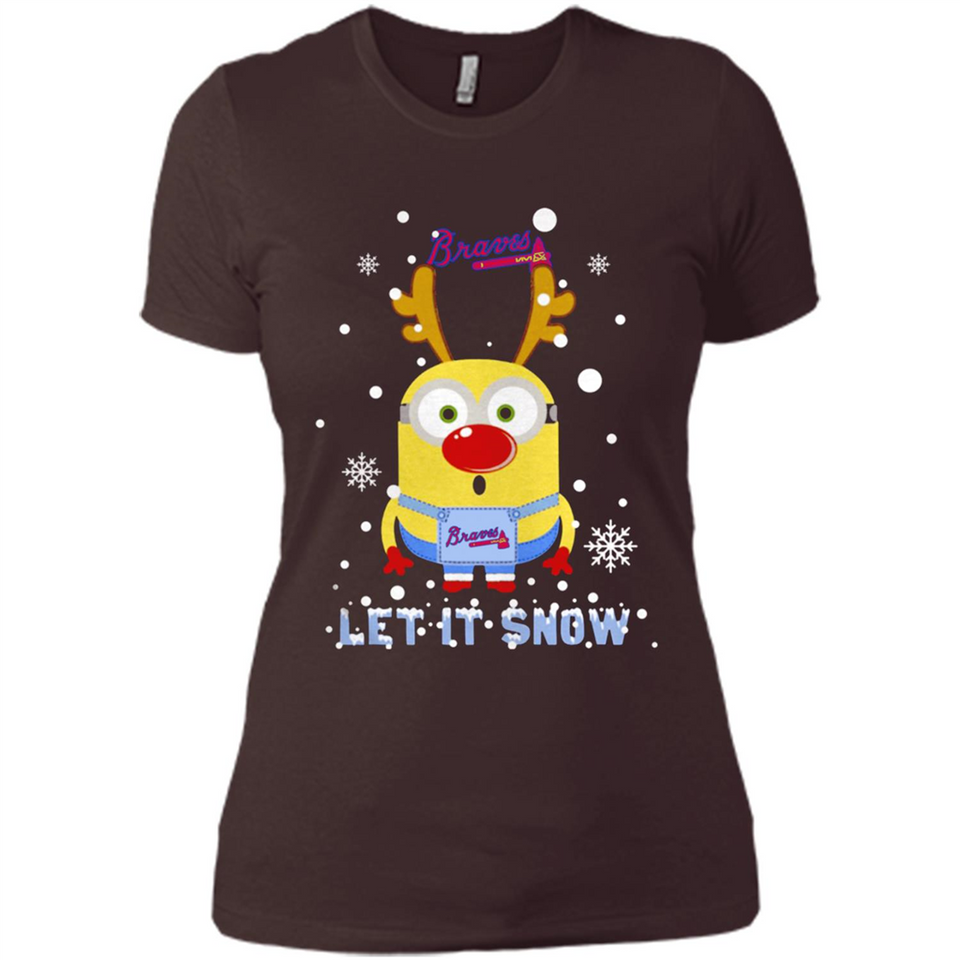 Minion Atlanta Braves Ugly Christmas Sweater Let it Snow - Ladies' Boyfriend T-Shirt