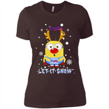 Minion Atlanta Braves Ugly Christmas Sweater Let it Snow - Ladies' Boyfriend T-Shirt