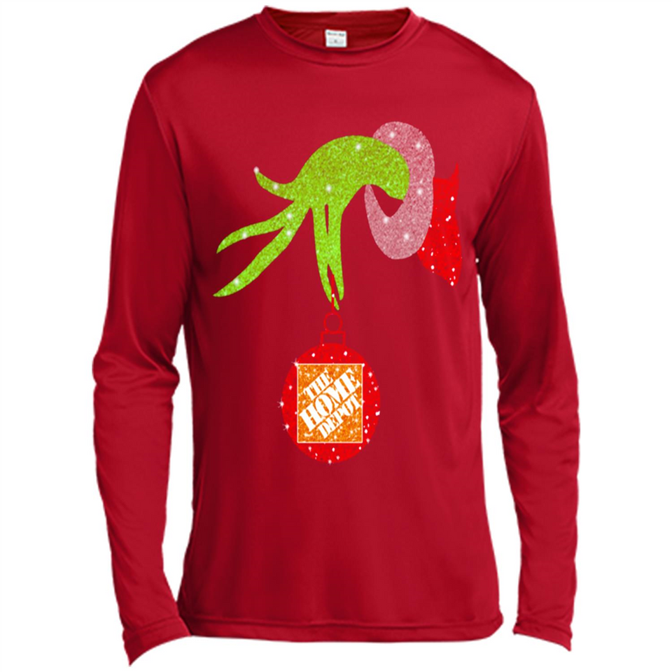 Grinch hand holding Logo HomeDepot Glitter Christmas - Canvas Long Sleeve T-Shirt