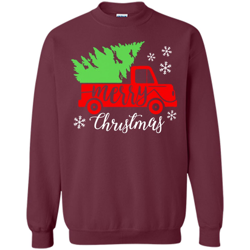 Vintage Christmas Classic Truck T-Shirt with Snow and Tree