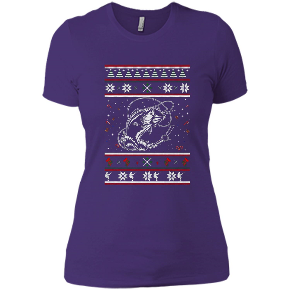 Christmas Ugly Sweater Fishing Ugly Christmas Sweater - Ladies' Boyfriend T-Shirt