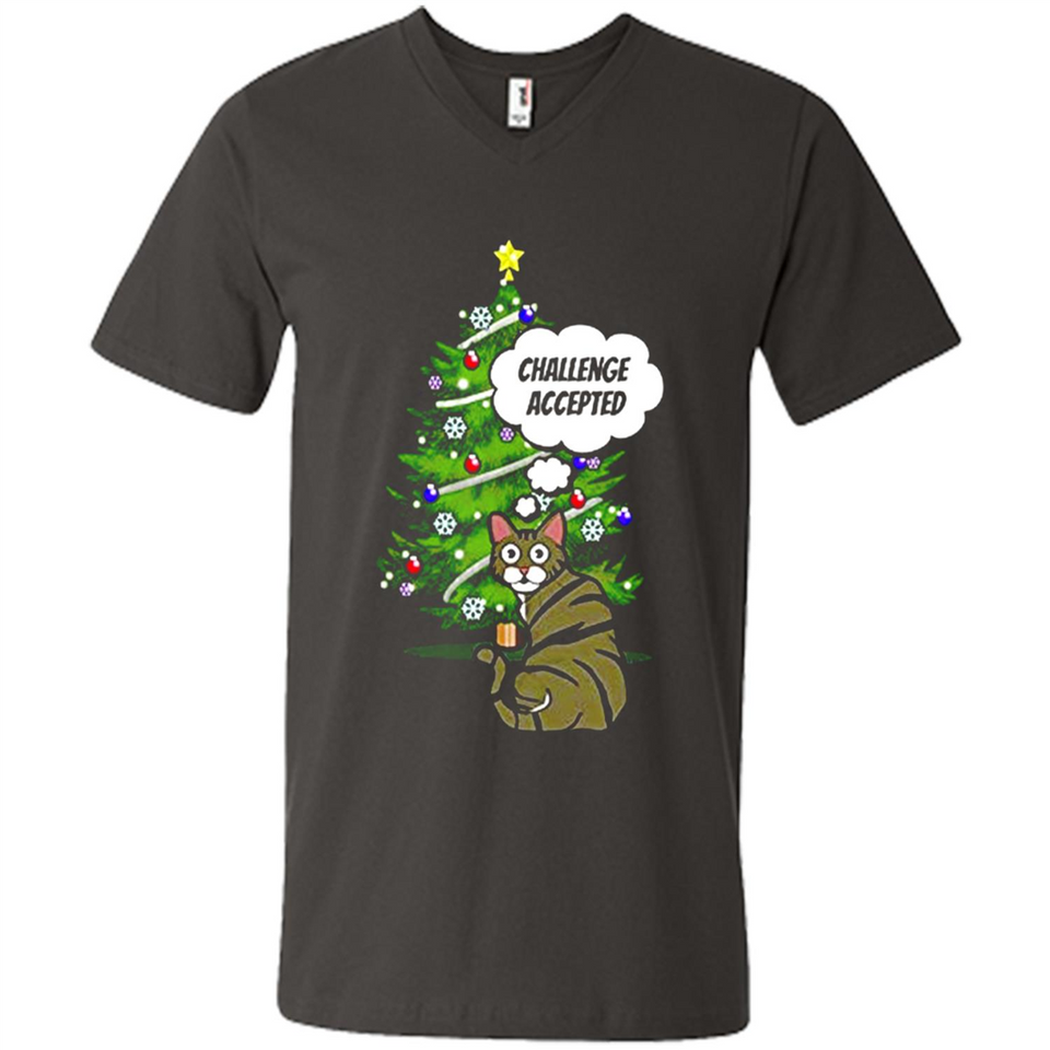 Christmas Tree Cat Long Sleeve Christmas Shirt for Cat Lover - Men's V-Neck