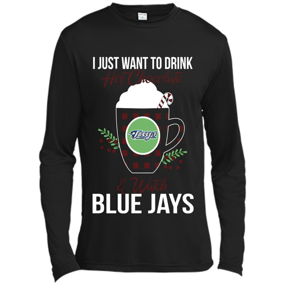 I Just Want To Drink Hot Chocolate & Watch Toronto Blue Jays Ugly Christmas Sweater PINGPONG