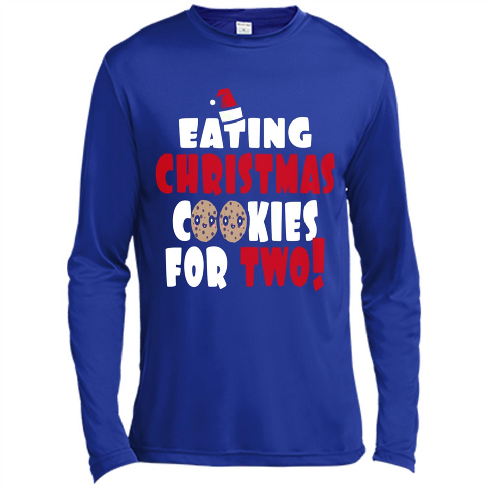 Womens Funny Eating Christmas Cookies For Two Pregnancy - Canvas Long Sleeve T-Shirt