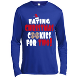 Womens Funny Eating Christmas Cookies For Two Pregnancy - Canvas Long Sleeve T-Shirt