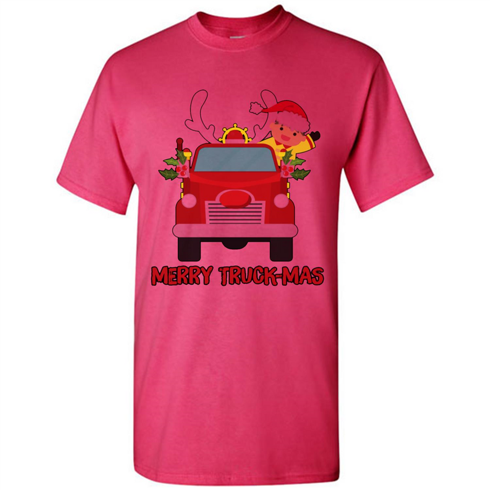 Merry Truck-Mas Christmas Fire Truck Cute Reindeer Sporty - Shirt