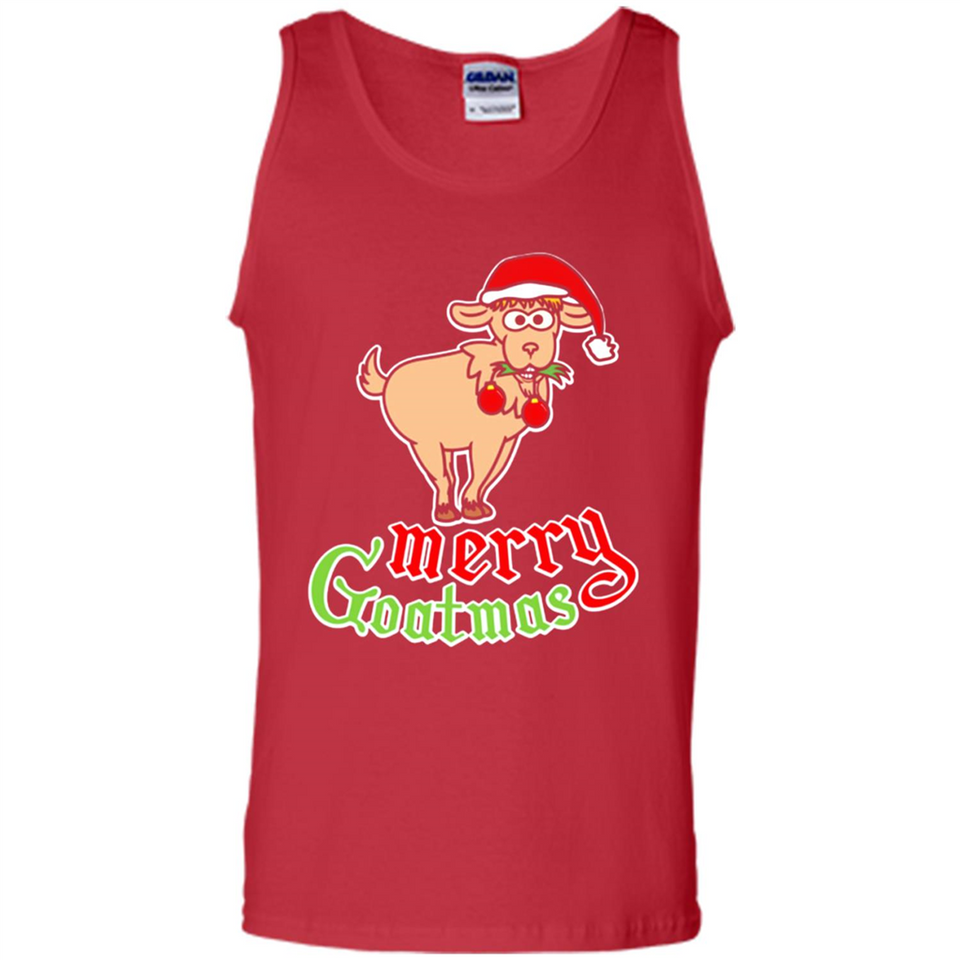 Christmas Merry Goatmas Goat Shirt Santa Hat - Tank Top