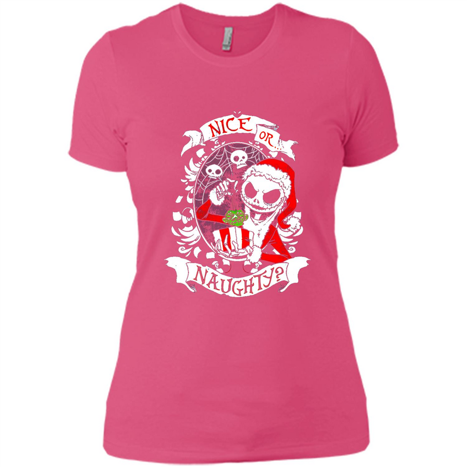 Christmas Shirt, Santa Nice Or Naughty Xmas - Ladies' Boyfriend T-Shirt
