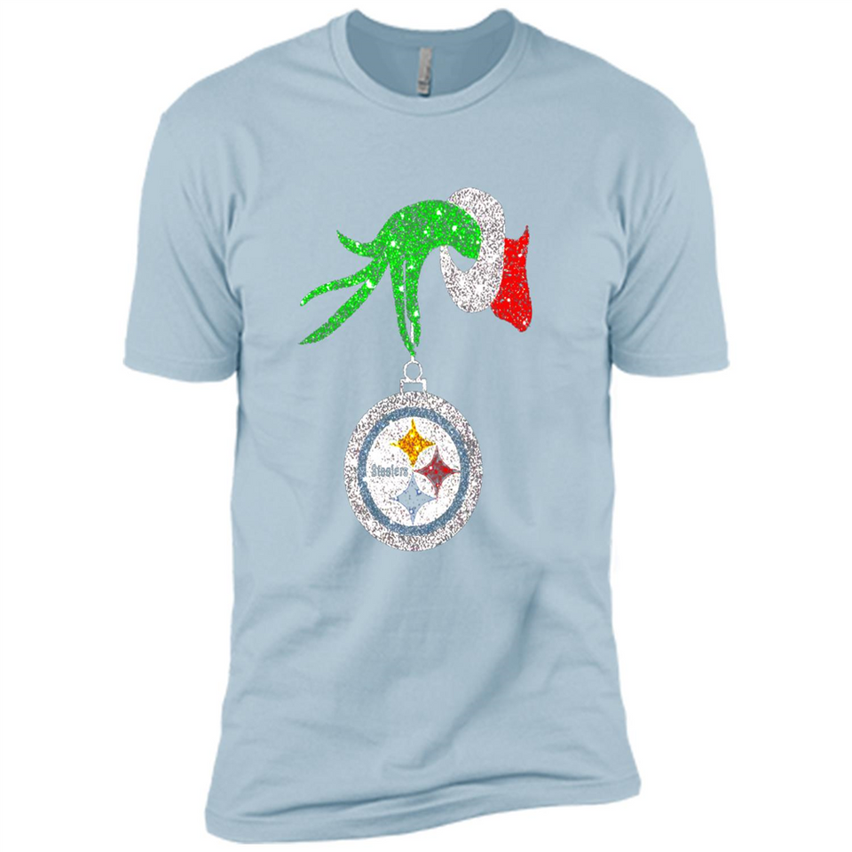 Fantastic Pittsburgh Steelers Glitter Grinch Monogram Ornament Christmas Gift - Premium Short Sleeve T-Shirt