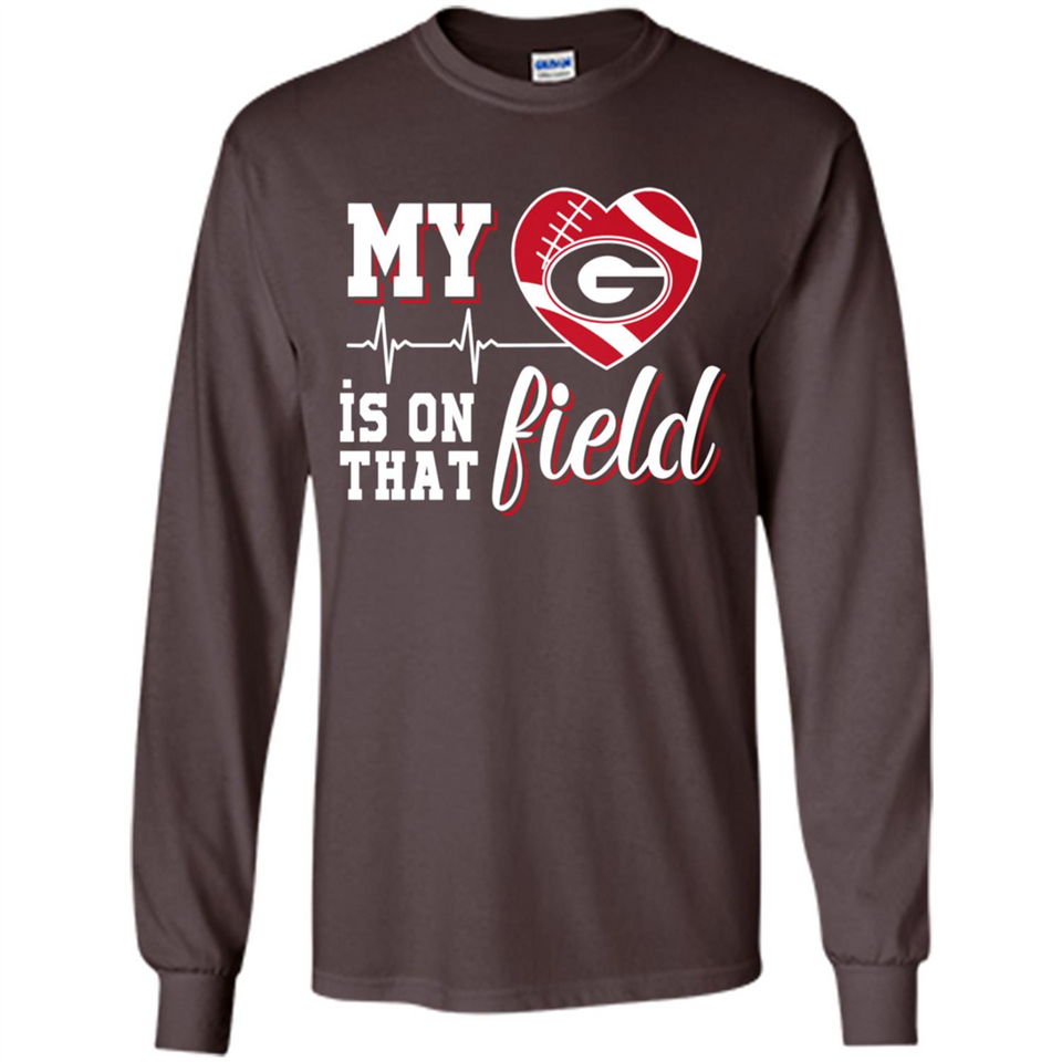 Georgia Bulldogs Football My Heart is on that Field - Long Sleeve T-Shirt