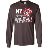 Georgia Bulldogs Football My Heart is on that Field - Long Sleeve T-Shirt