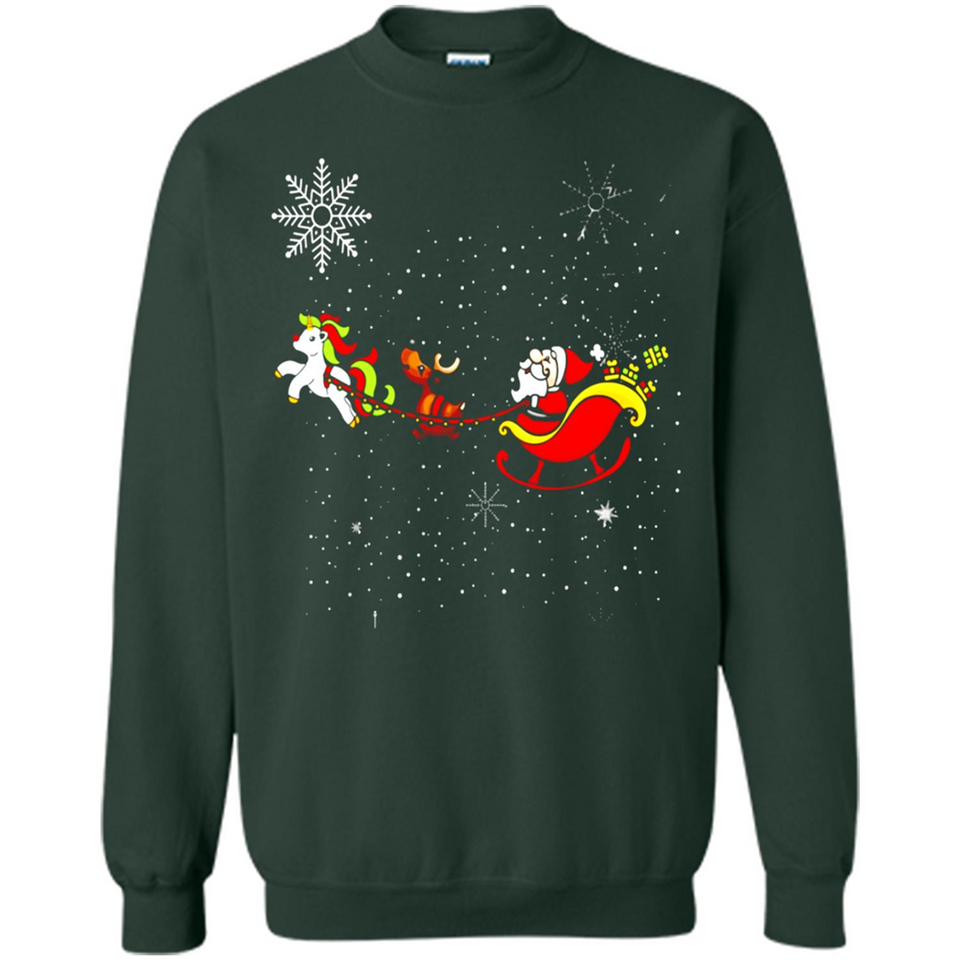 Christmas Unicorn Rudolph and Santa - Sweatshirt