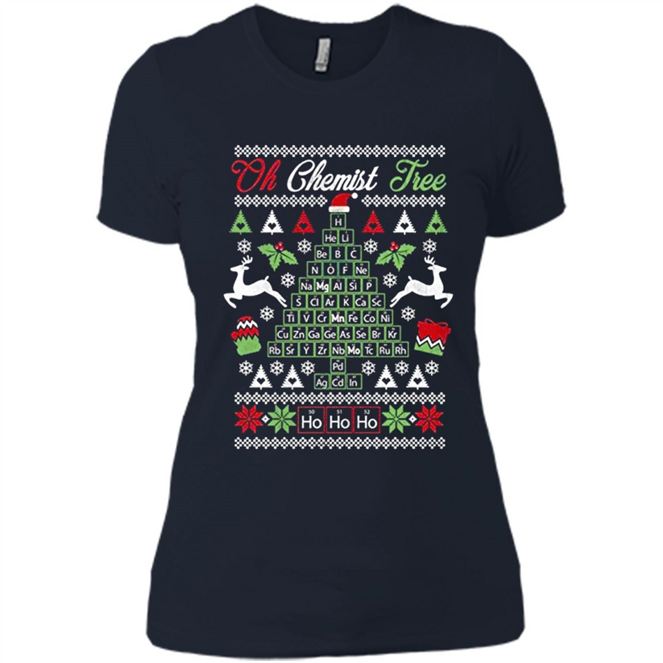 Chemist Tree Shirt Oh Chemistry Tree Ugly Christmas - Ladies' Boyfriend T-Shirt