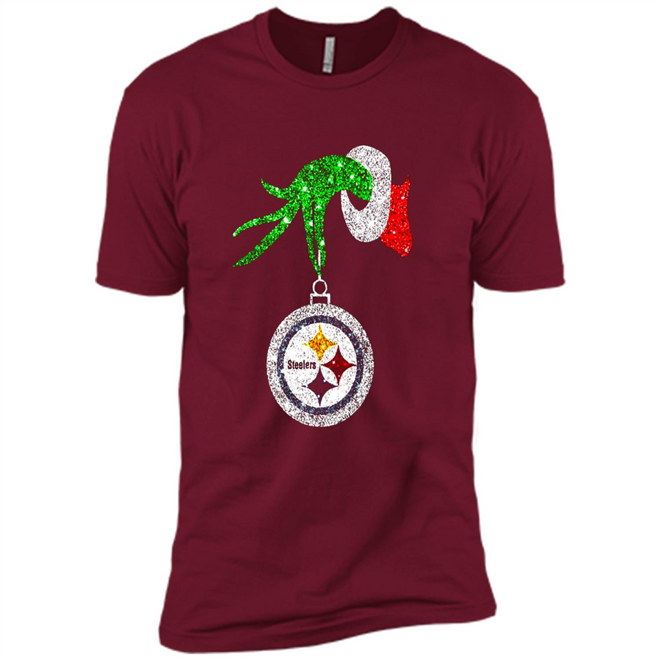 Fantastic Pittsburgh Steelers Glitter Grinch Monogram Ornament Christmas Gift - Premium Short Sleeve T-Shirt