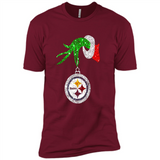 Fantastic Pittsburgh Steelers Glitter Grinch Monogram Ornament Christmas Gift - Premium Short Sleeve T-Shirt