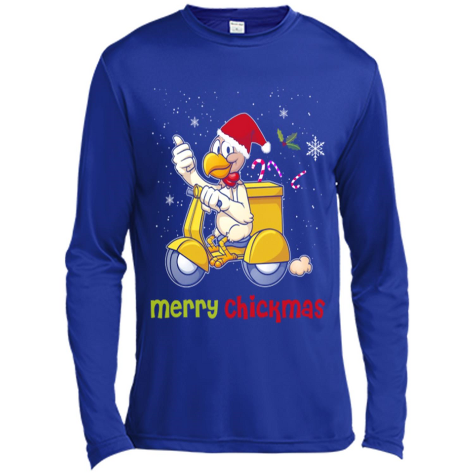 Funny Santa Christmas Chicken Shirt - Merry Chickmas - Canvas Long Sleeve T-Shirt