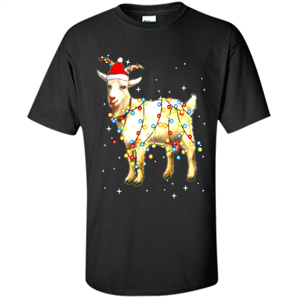 Christmas Lights Goat Wearing Santa Hat Funny Xmas - Shirt