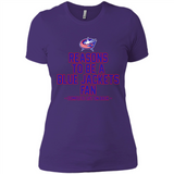 Reasons to be a Columbus Blue Jackets Fan Complete List on Back - Ladies' Boyfriend T-Shirt