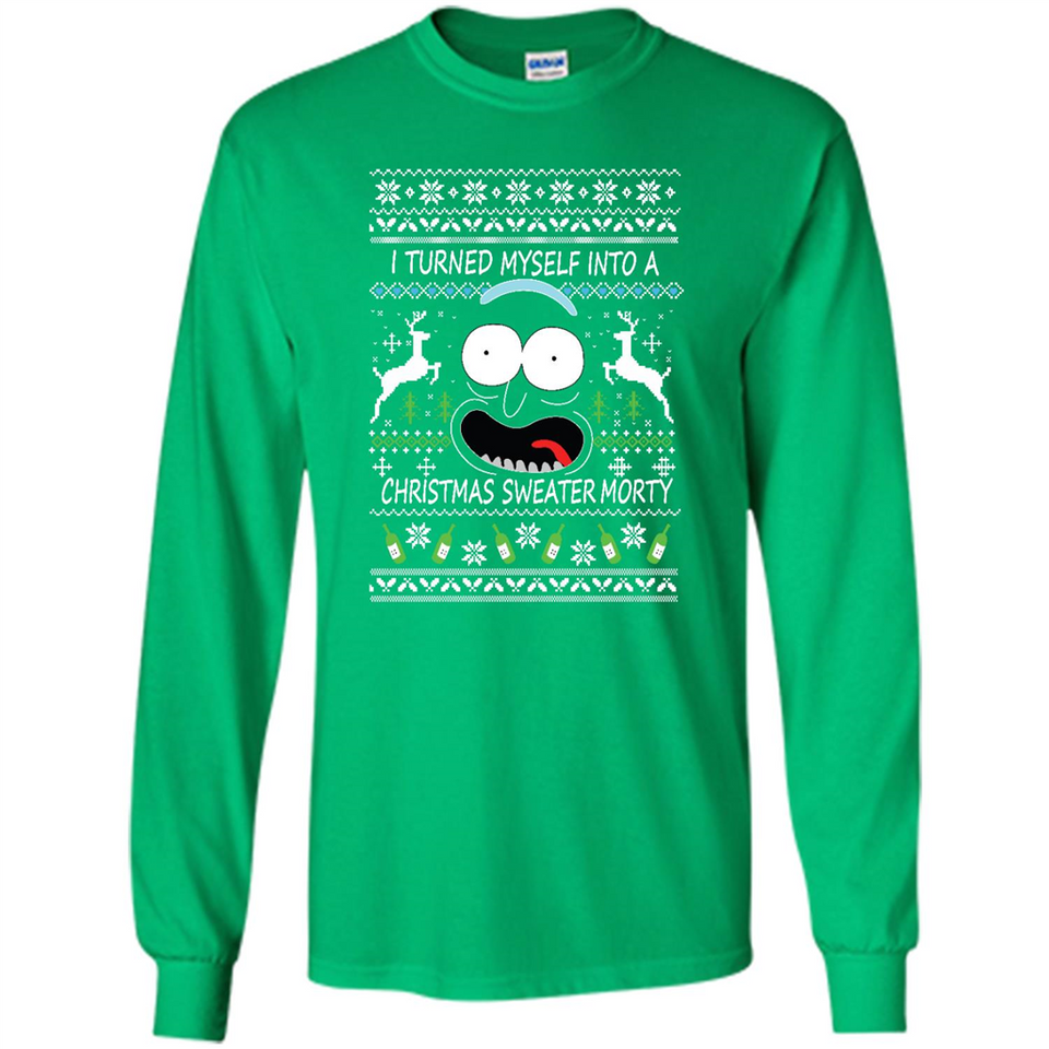 RICK AND MORTY-I TURNED MYSELF INTO A CHRISTMAS SWEATER MORTY UGLY XMAS SWEATER
