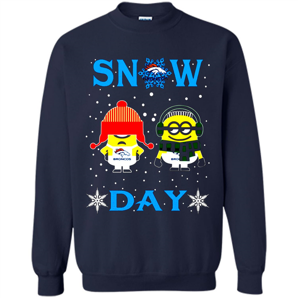 Snow Day Shirt For Denver Broncos Vs Minion Fans pingpong