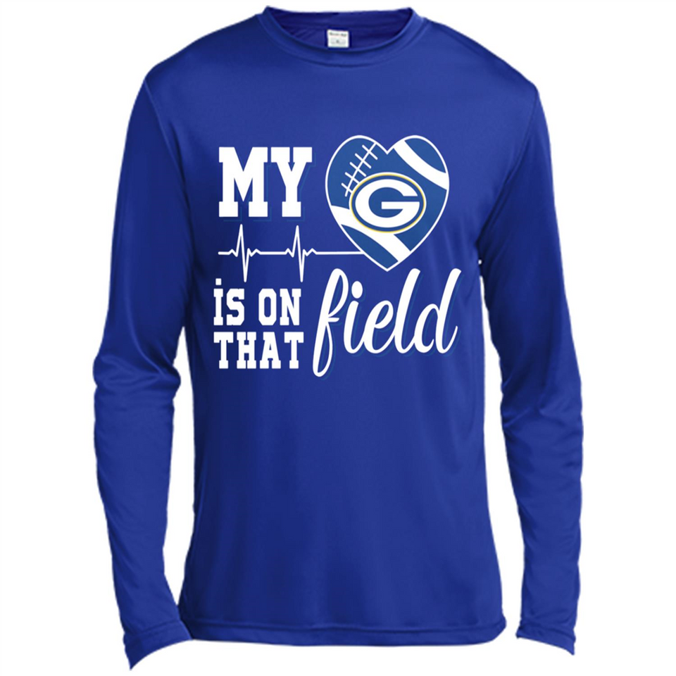 Green Bay Packers Football My Heart is on that Field - Canvas Long Sleeve T-Shirt