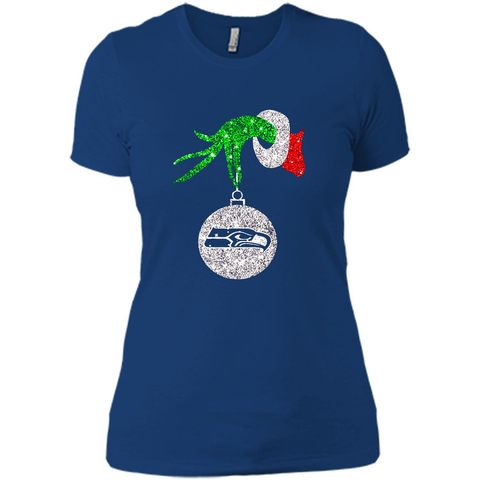 Funny Seattle Seahawks Glitter Grinch Monogram Ornament Christmas Gift - Ladies' Boyfriend T-Shirt