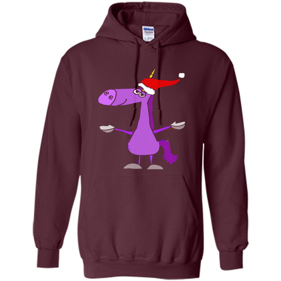Funny Christmas Unicorn in Santa Hat - Hoodie