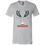 Budweiser Reinbeer Funny Beer Reindeer Christmas Sweatshirt - Canvas Unisex V-Neck