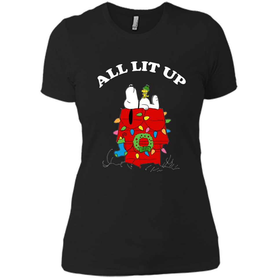 Peanuts By Schulz Snoopy Young Men_s Christmas SweatShirt - Ladies' Boyfriend T-Shirt