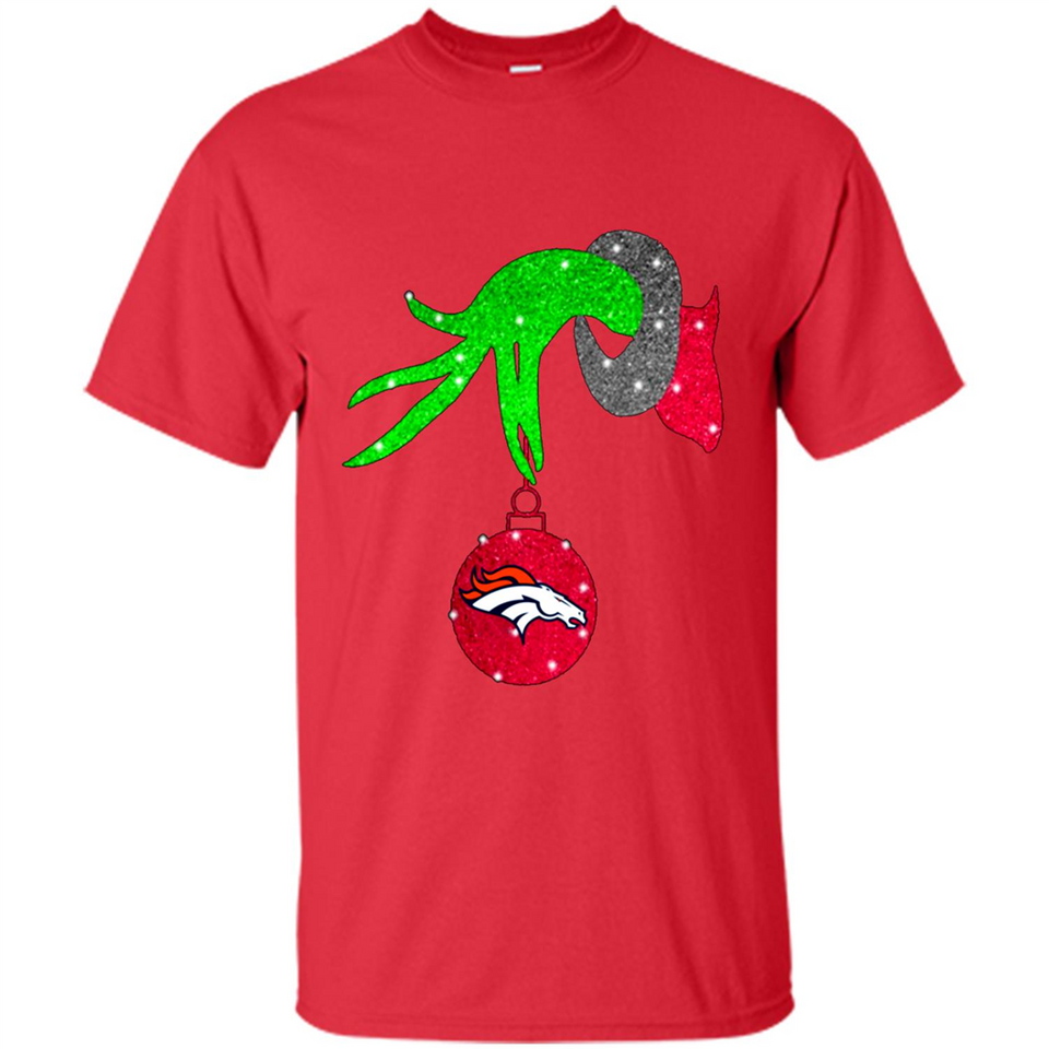 GRINCH HAND HOLDING DENVER BRONCOS GLITTER CHRISTMAS PINGPONG