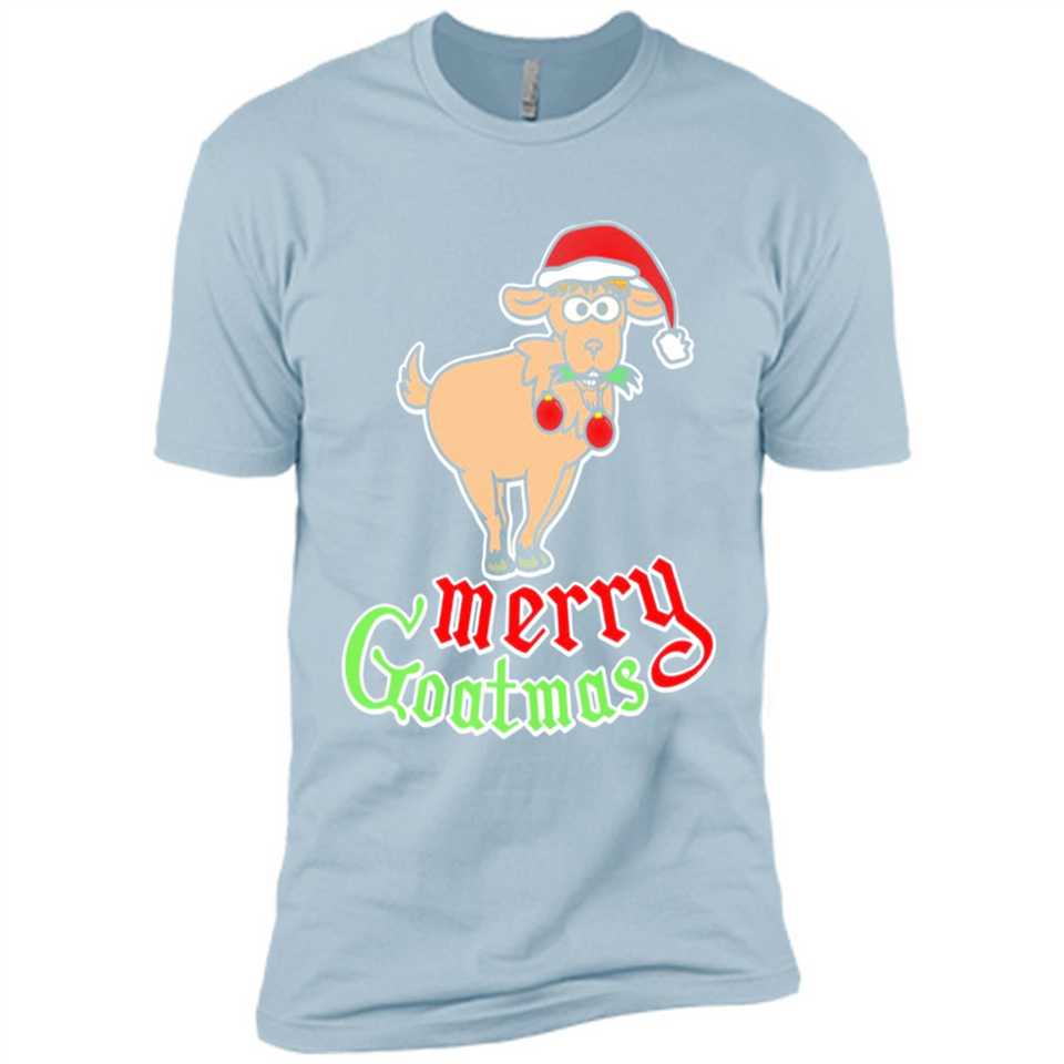 Christmas Merry Goatmas Goat Shirt Santa Hat - Premium Short Sleeve T-Shirt