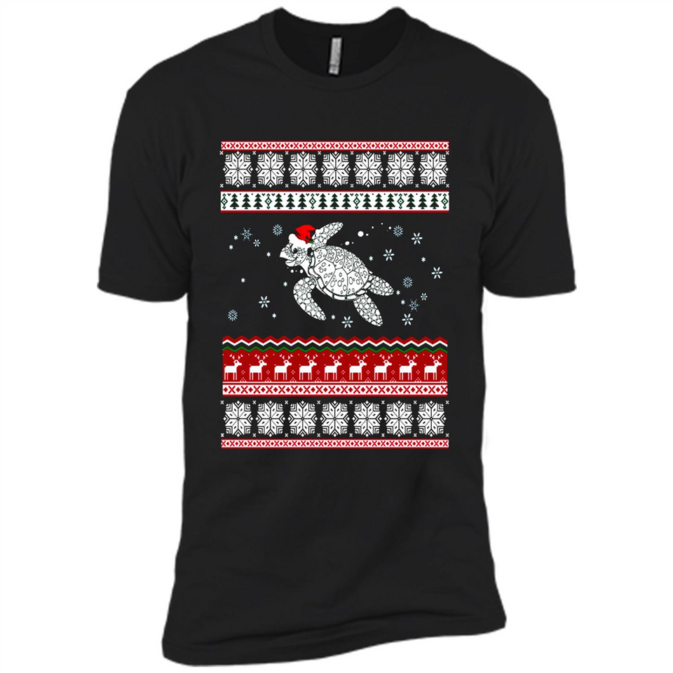 Sea Turtle Ugly Christmas T-Shirt - Premium Short Sleeve T-Shirt