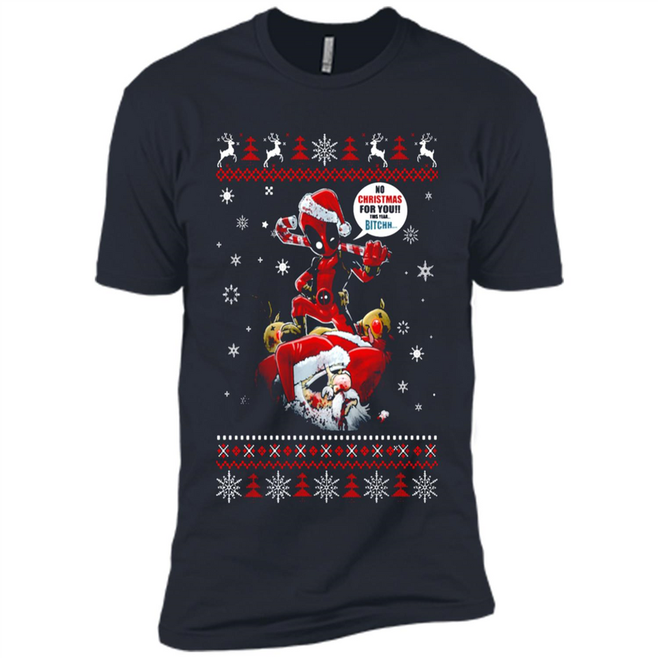 No Christmas for You – Deadpool Santa Claus Ugly Sweater - Premium Short Sleeve T-Shirt
