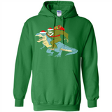 Bigfoot Riding Dinosaurus T-Shirt Funny Bigfoot Santa - Hoodie